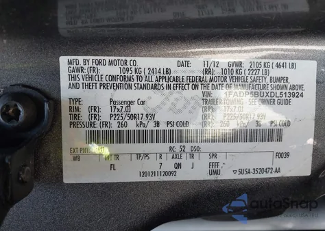 2013 Ford C-Max Hybrid Sel z USA, uszkodzony, nr VIN 1FADP5BUXDL513924